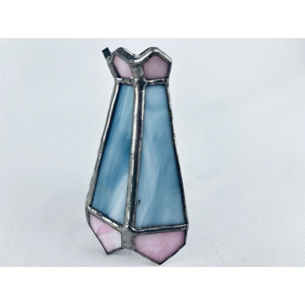 Vintage Stained Glass Pink Blue Night Light Small Fixture‎ Pendant Lamp Shade